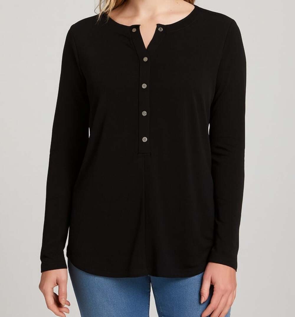 BCBG Maxazria Black XXS Henley Shirt